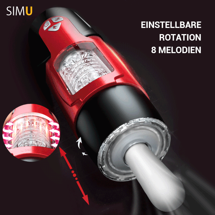 Elektrischer Cup-Masturbator 7 Rotationsmodi 3 Stoßenmodi Rot&Schwarz