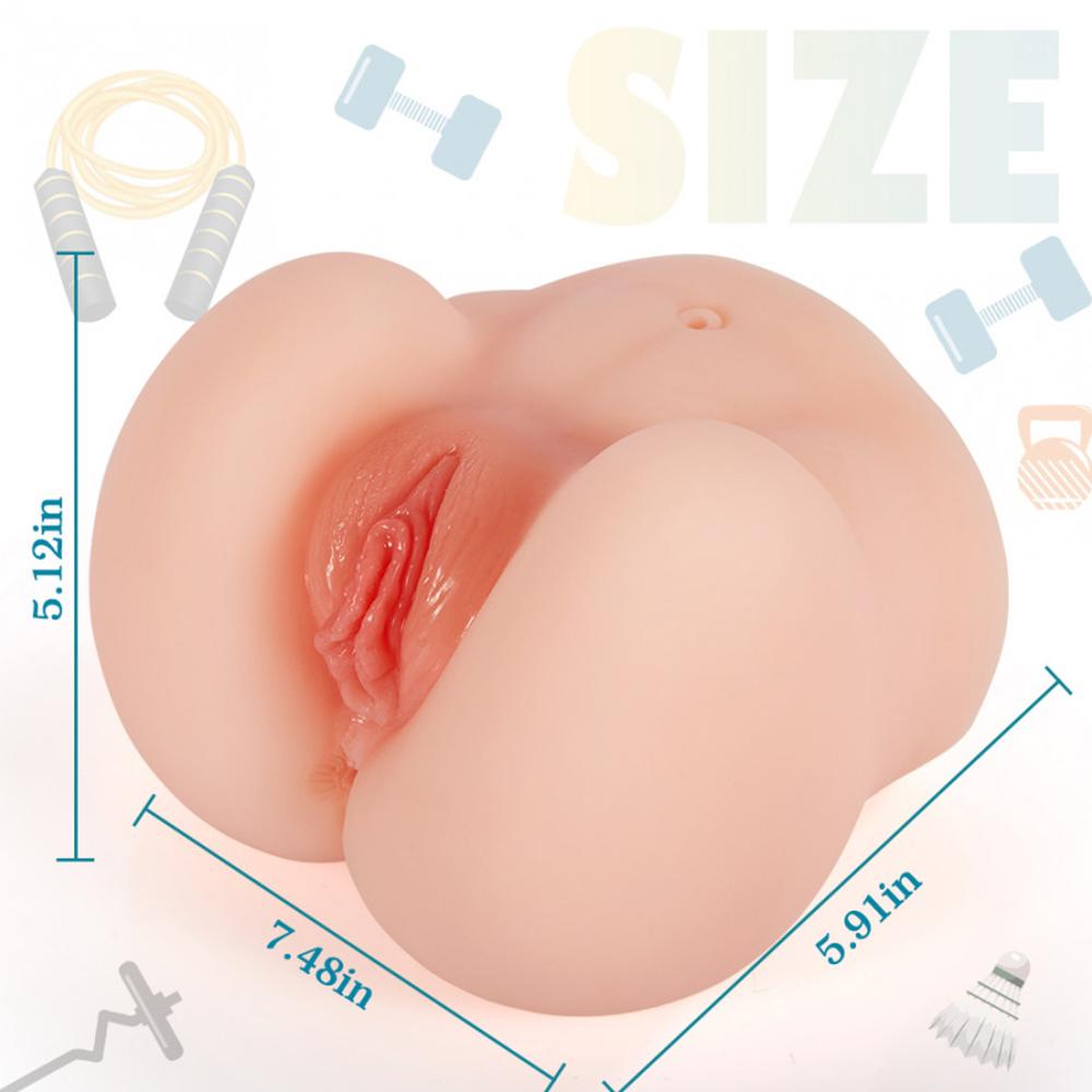 4.6lb Petite Pussy Ass Corrugated Labia Double Holes Realistic Butt Masturbator