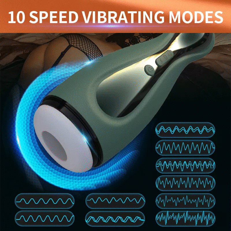 Dark-Green Bowling Ball Sucking Vibration Masturbation Cup