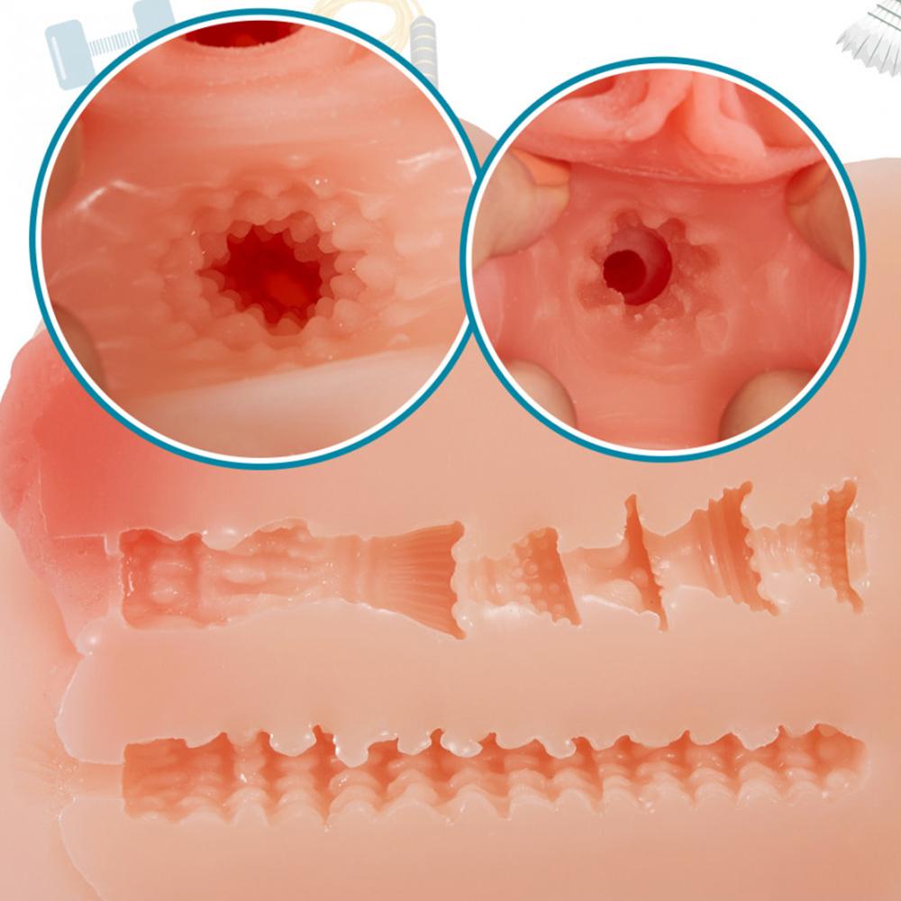 4.6lb Petite Pussy Ass Corrugated Labia Double Holes Realistic Butt Masturbator