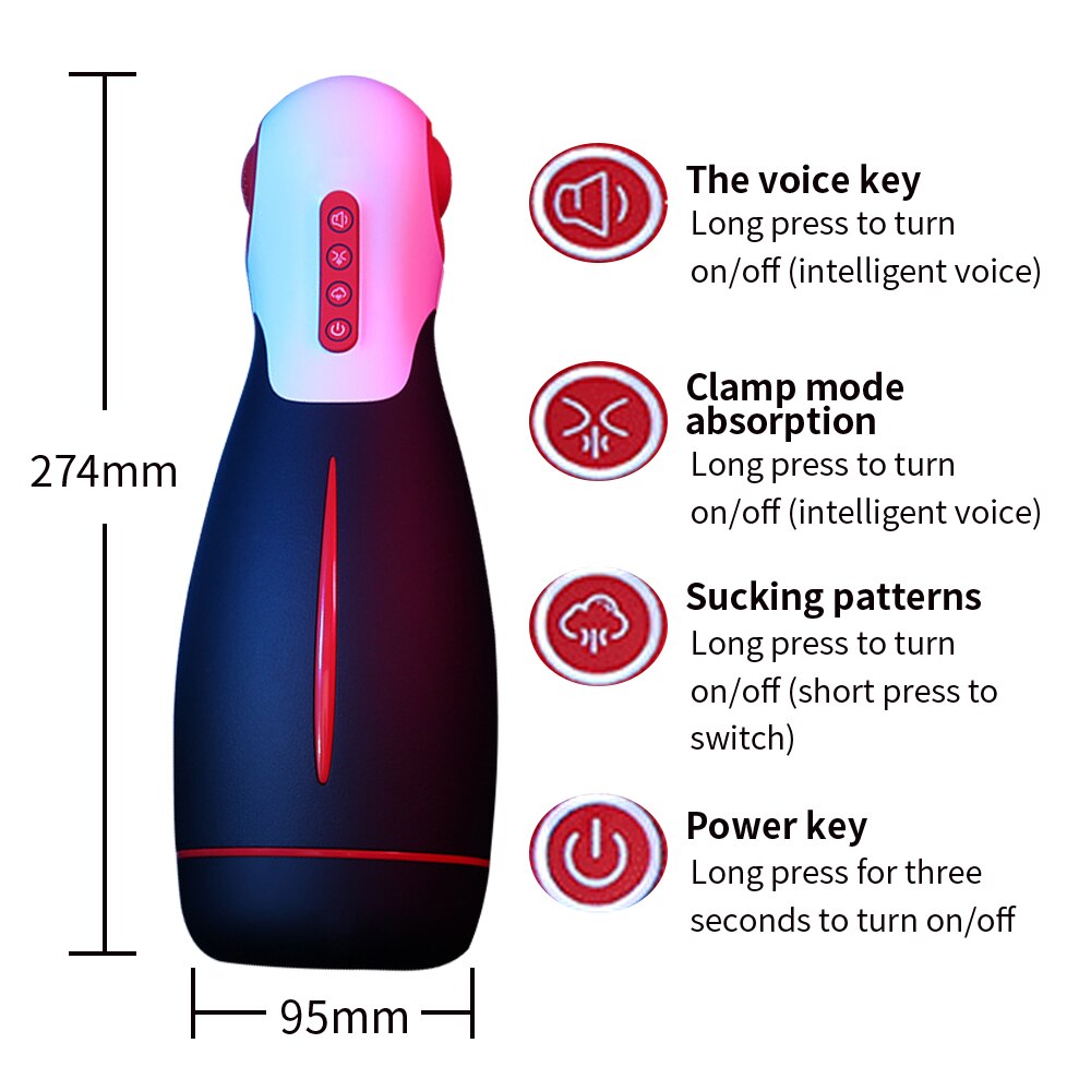 Automatic Heating Clip Suction Erotic Male Masturbator Cup