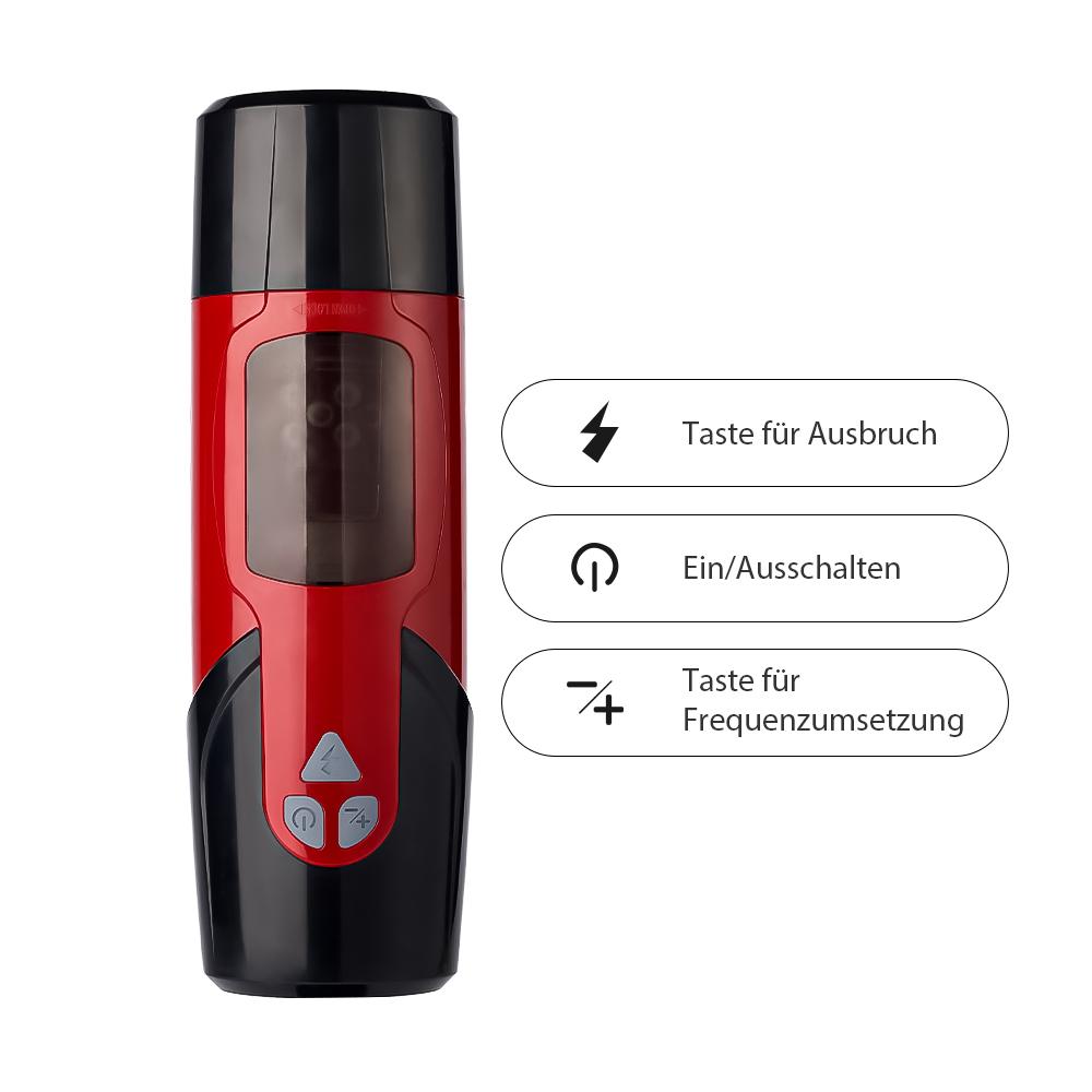 Elektrischer Cup-Masturbator 7 Rotationsmodi 3 Stoßenmodi Rot&Schwarz