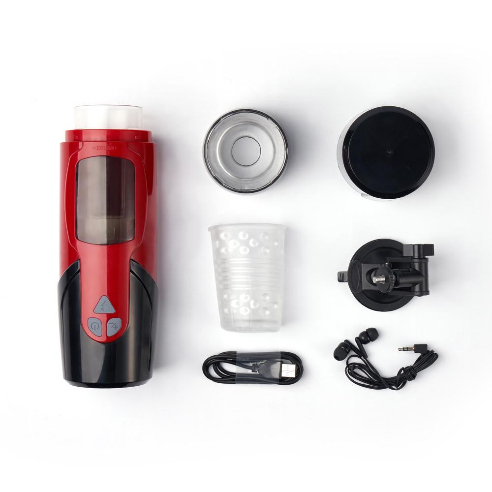 Elektrischer Cup-Masturbator 7 Rotationsmodi 3 Stoßenmodi Rot&Schwarz