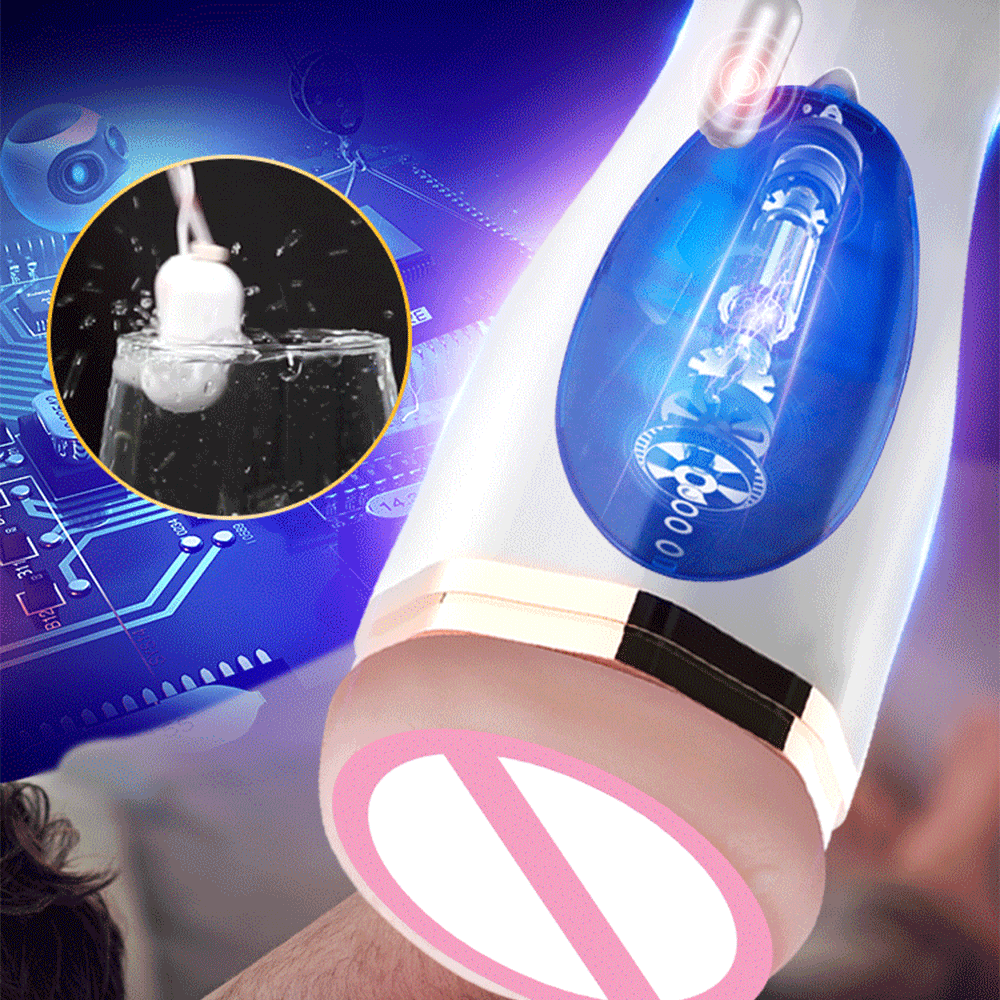 WANLE Vibrating Thrusting Suction Cup Pussy Male Masturbator