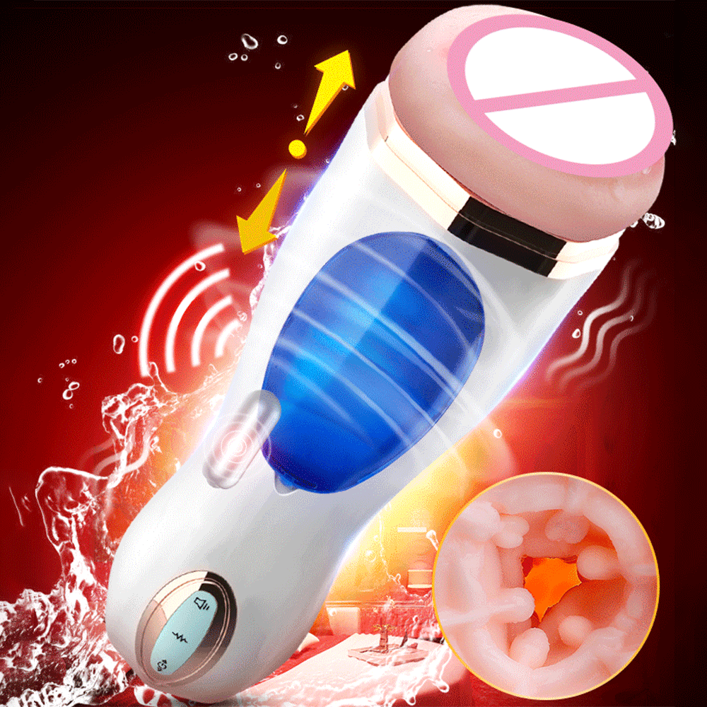 WANLE Vibrating Thrusting Suction Cup Pussy Male Masturbator