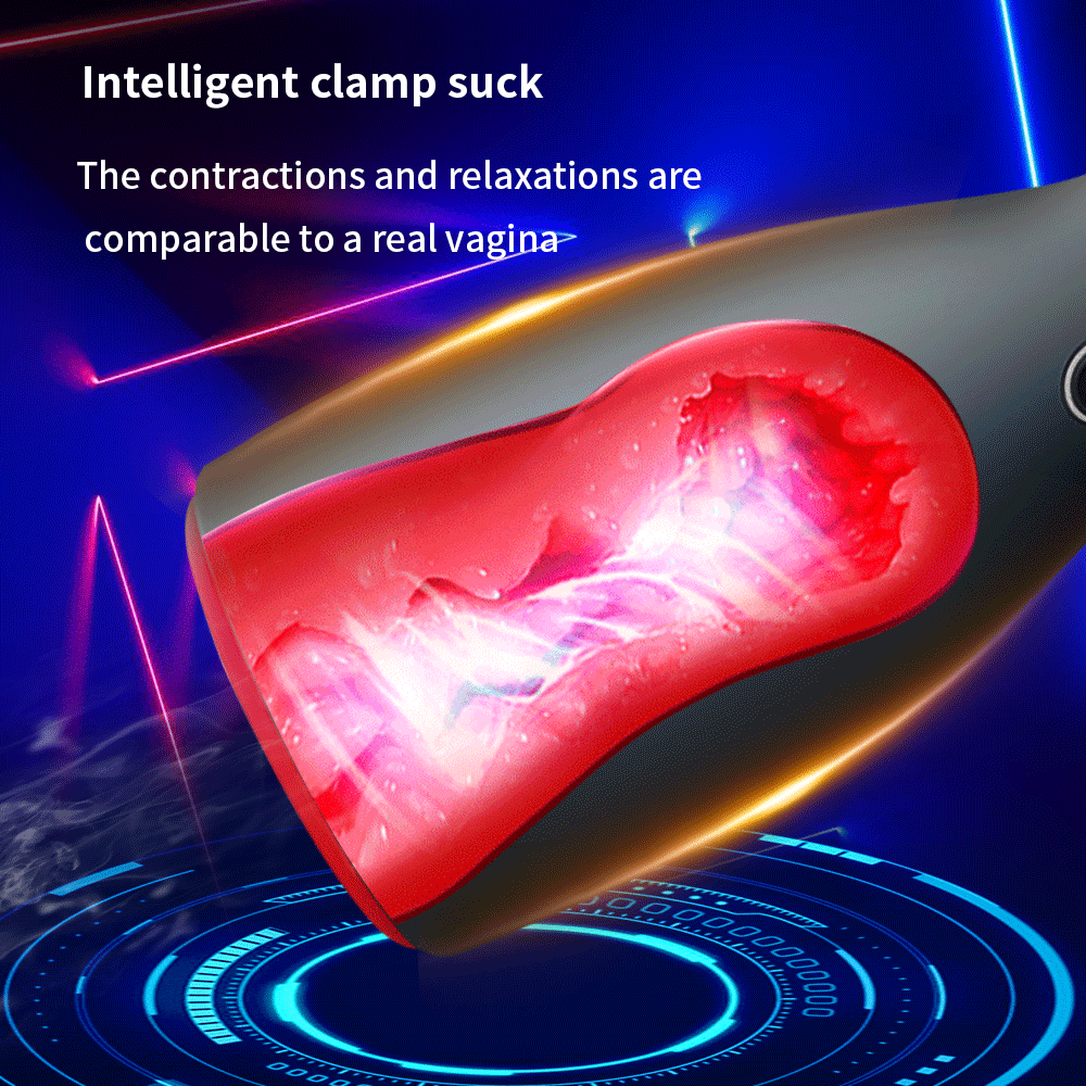 Male Masturbation Cup Automatic Telescopic Heating Silicone Vibrator Vagina Pussy Blowjob Masturbator