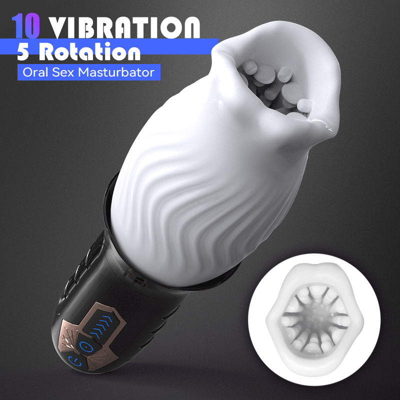 360°Automatic Rotation Vibrator Bare Sleeve 10 Vibration 5 Rotation Oral Sex Masturbator