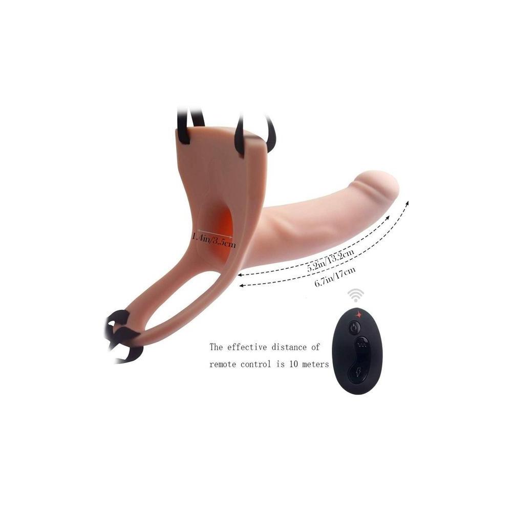 6.7" Remote 10 Vibrating Hollow Strap-On Dildo