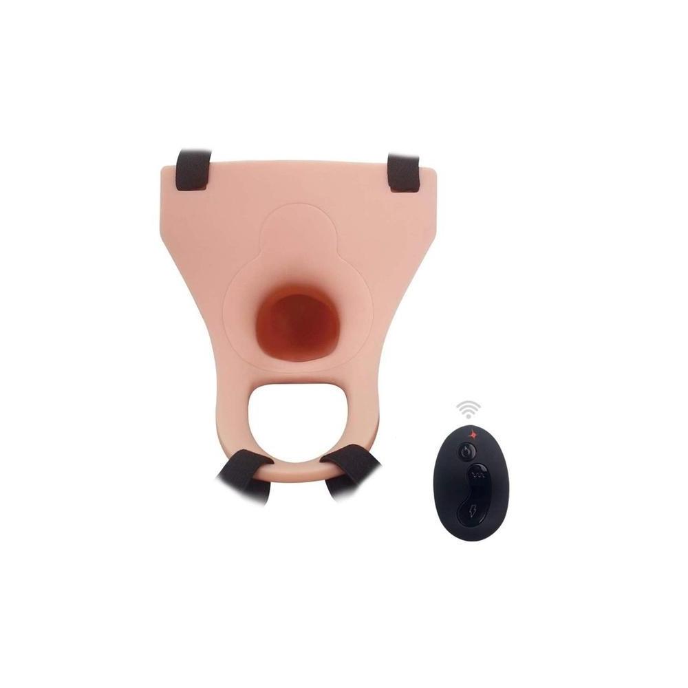 6.7" Remote 10 Vibrating Hollow Strap-On Dildo