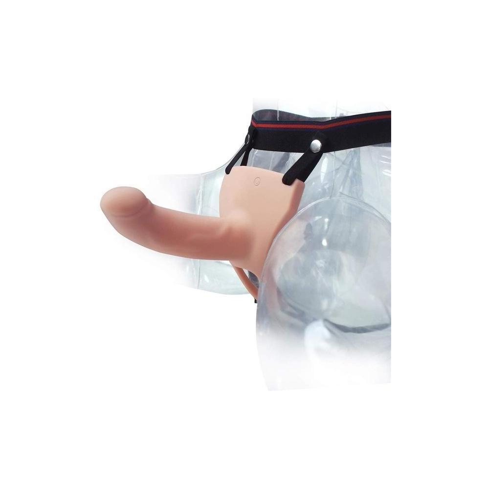 6.7" Remote 10 Vibrating Hollow Strap-On Dildo