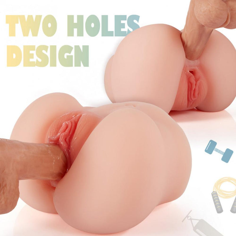 4.6lb Petite Pussy Ass Corrugated Labia Double Holes Realistic Butt Masturbator