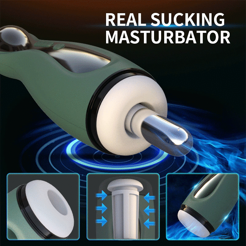 Dark-Green Bowling Ball Sucking Vibration Masturbation Cup