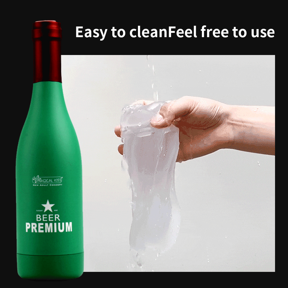 Beer Bottle Manual Male Masturbator Cup Sex Toys for Men Sex Machine Erotic Adult Toy Portable Soft Ora Pussy Real Vagina Shop