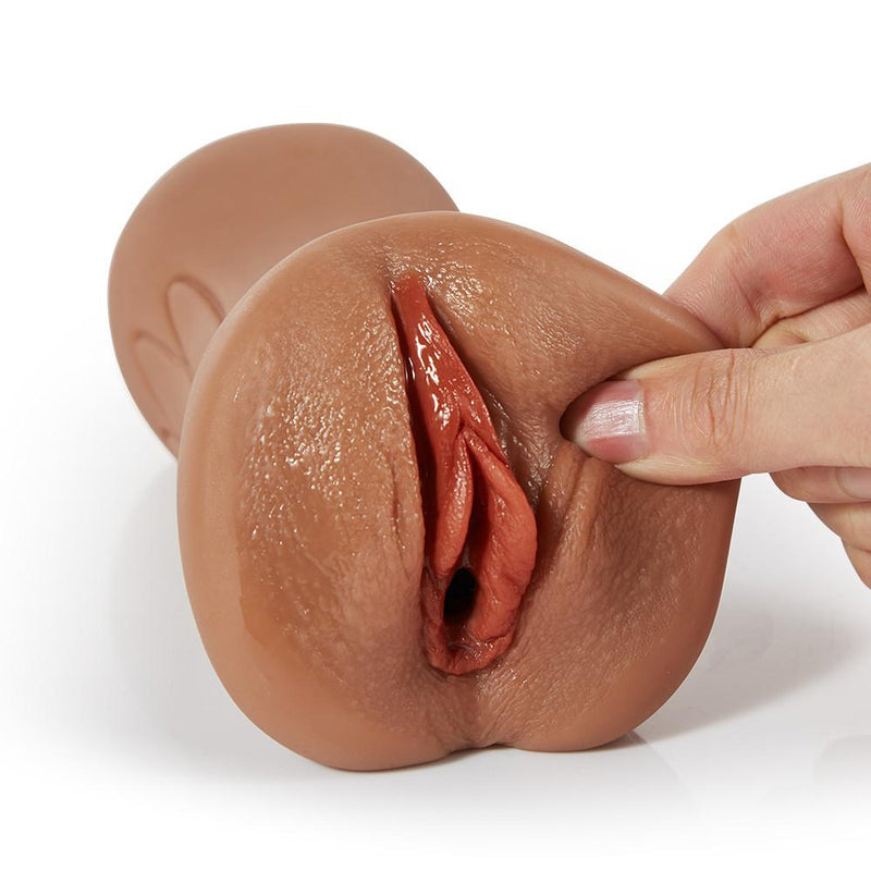 6.1" Bronzed Skin Realistic Clitoris Soft Pocket Pussy Stroker