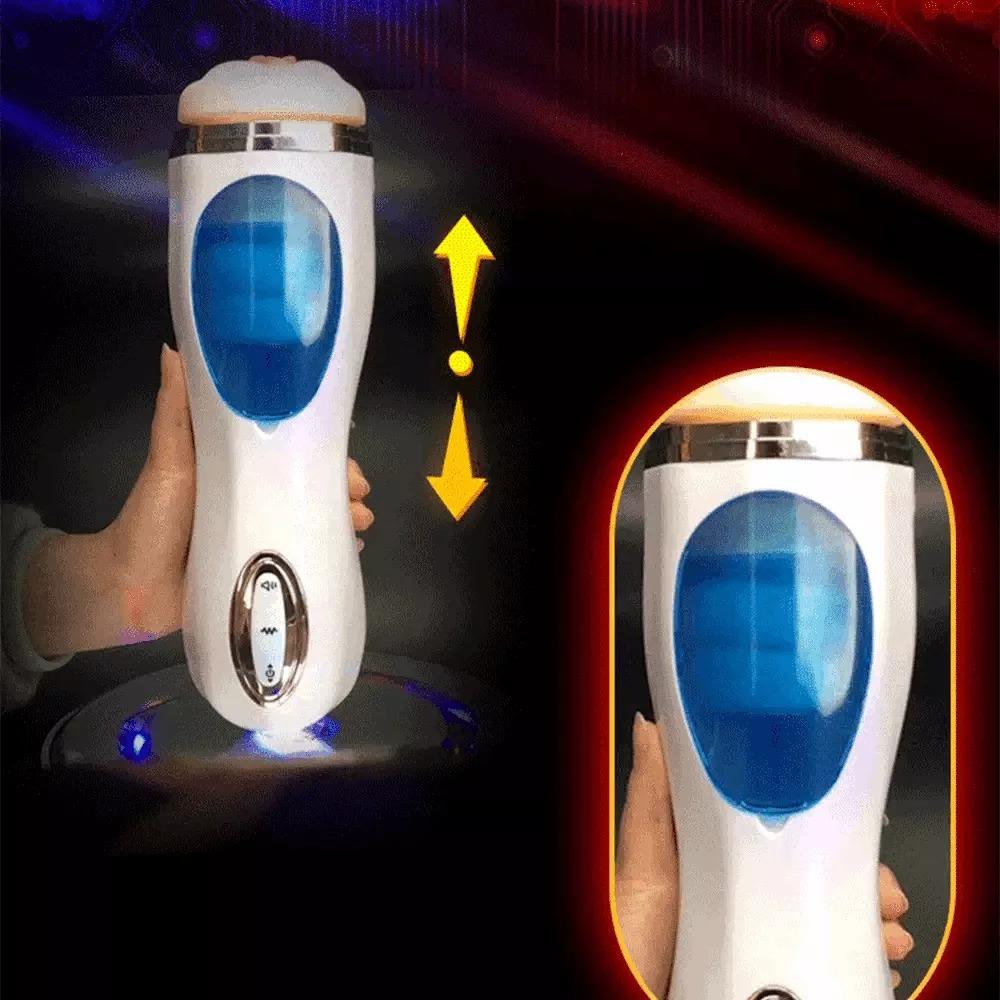 WANLE Vibrating Thrusting Suction Cup Pussy Male Masturbator