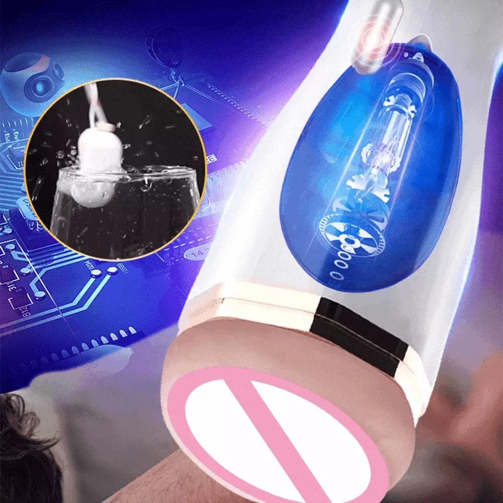 WANLE Vibrating Thrusting Suction Cup Pussy Male Masturbator