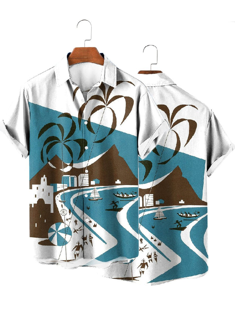 Hawaiian Short Sleeve Shirt in Tiki Art
