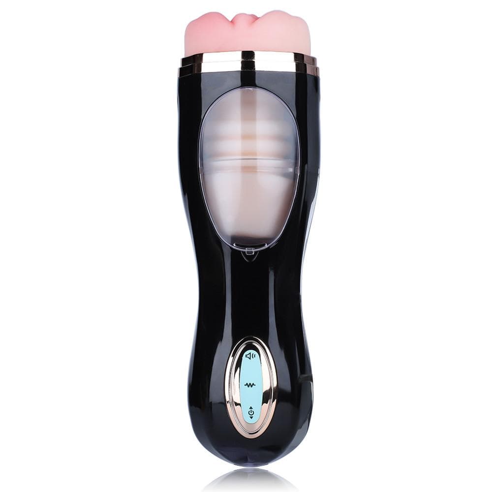 WANLE 5.2-Inch Insertable Vibrating Thrusting Realistic Pussy Masturbation Cup