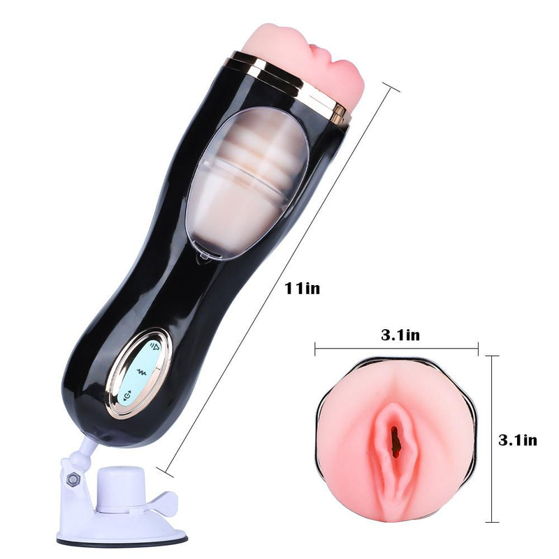 WANLE 5.2-Inch Insertable Vibrating Thrusting Realistic Pussy Masturbation Cup